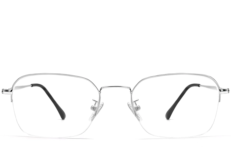 Semi-rimless Silver Metal Glasses #BS0406-0131