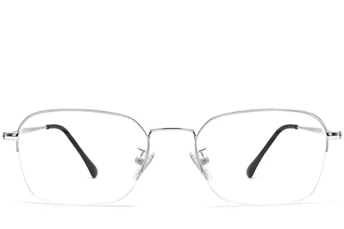Lunettes demi-cerclées en métal argenté #BS0406-0131