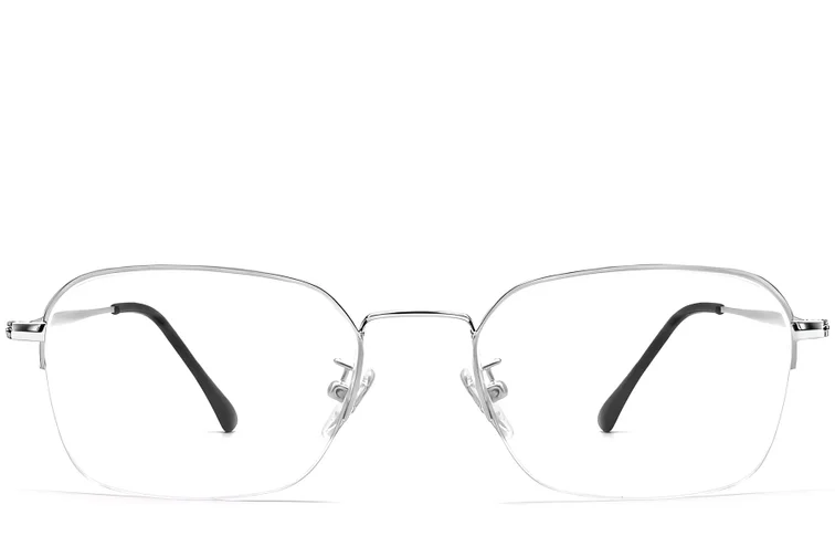 Lunettes demi-cerclées en métal argenté #BS0406-0131