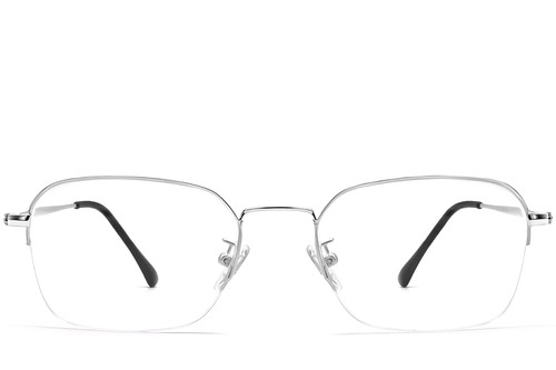 Lunettes demi-cerclées en métal argenté #BS0406-0131