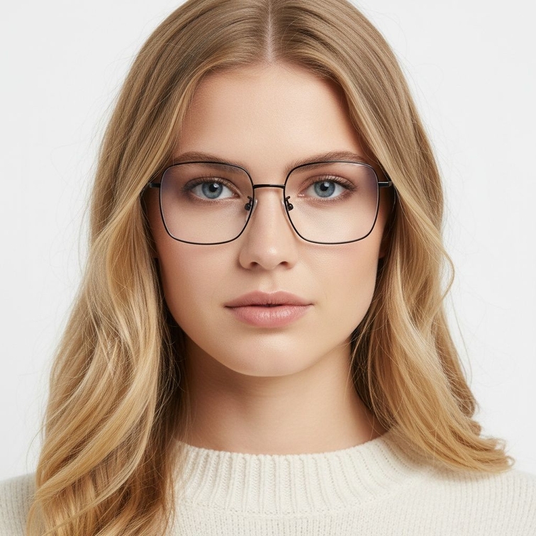 Lunettes rectangulaires en titane noir #BS1913-0172