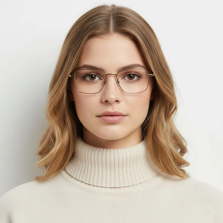 Gafas geométricas de cobre y titanio #BS1913-0184