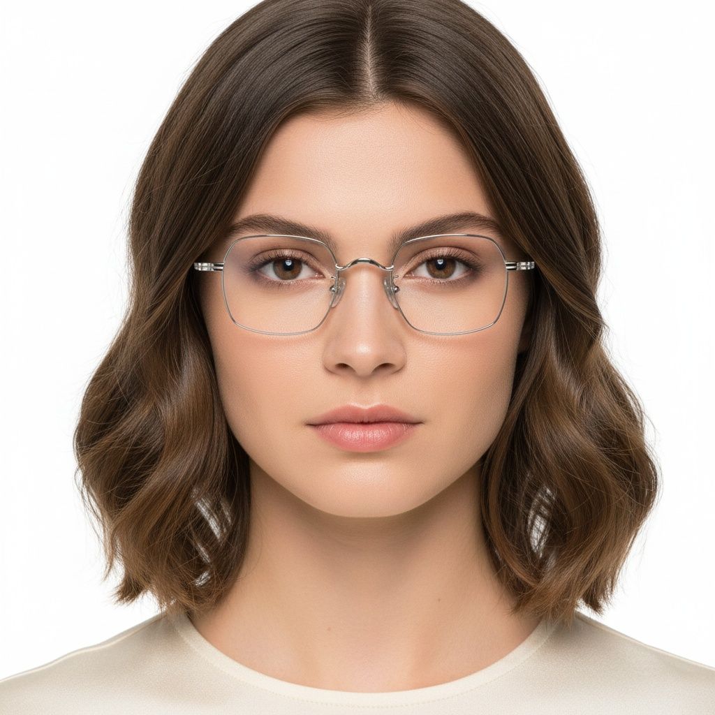 Rectangular Silver Titanium Glasses #BS1913-0191