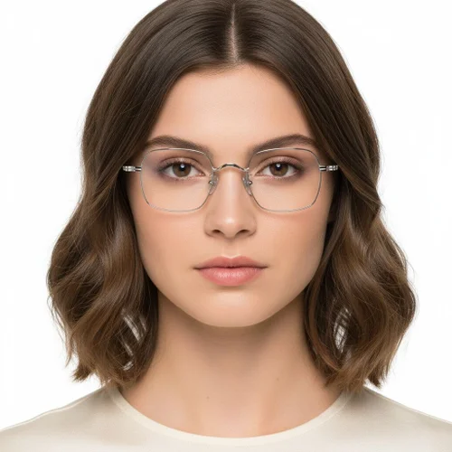 Lunettes rectangulaires en titane argenté #BS1913-0191
