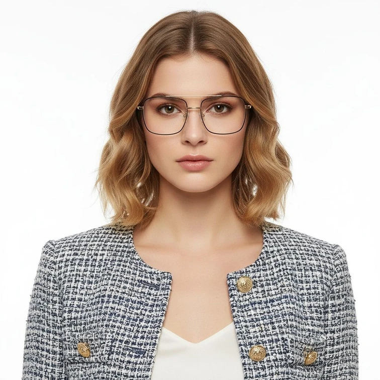 Gafas de aviador de titanio negro #BS1913-0206