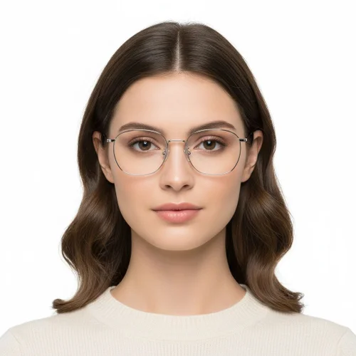Lunettes rectangulaires en titane argenté #BS1913-0225
