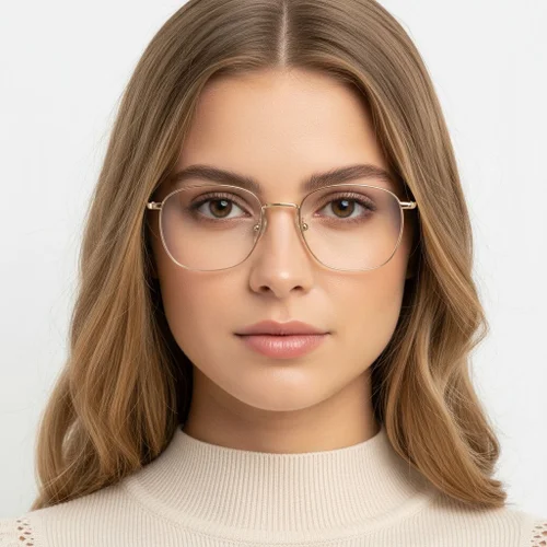 Lunettes rectangulaires en titane doré #BS1913-0228