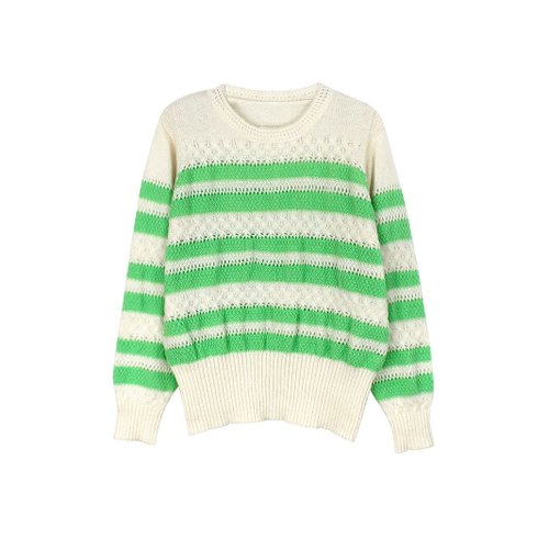 Gestreifter Strickpullover, Langarm, Rundhalsausschnitt, Herbst/Winter SSU-00057