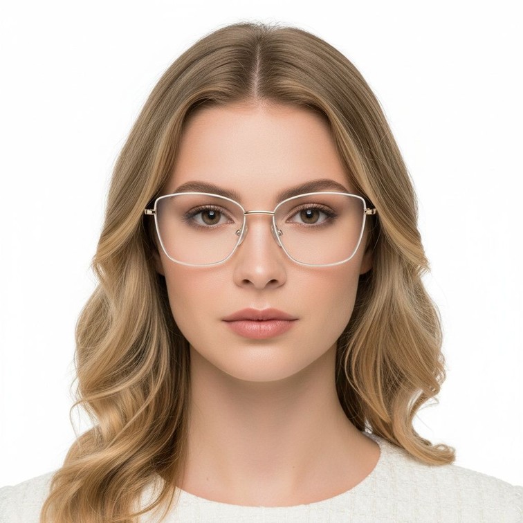 Gafas de metal blanco con forma de mariposa #BS2425-0016