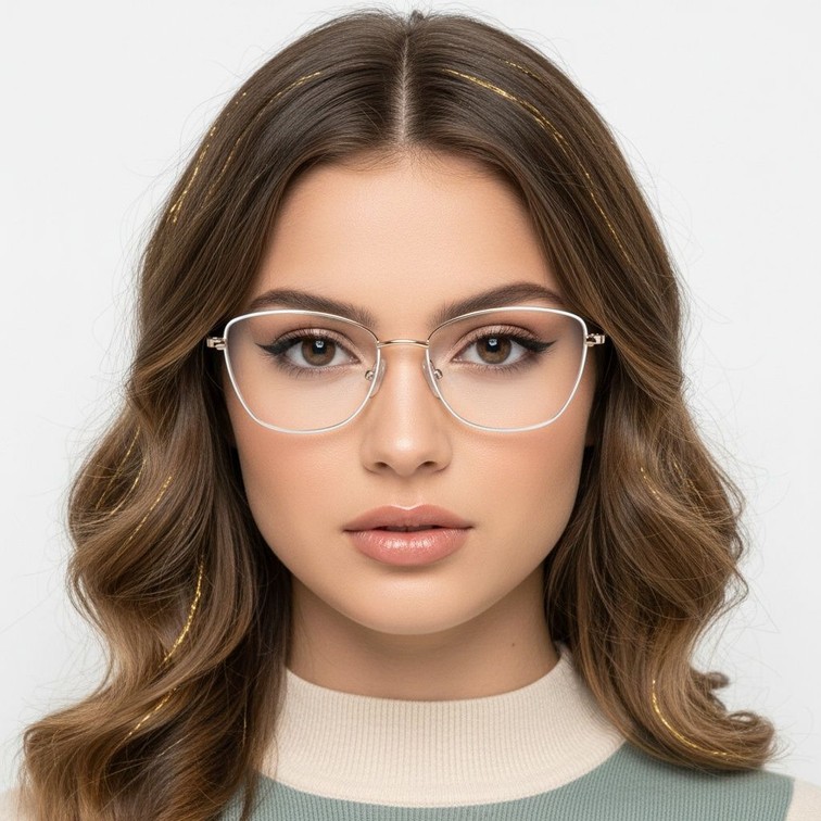 Gafas de metal blanco con forma de mariposa #BS2425-0022