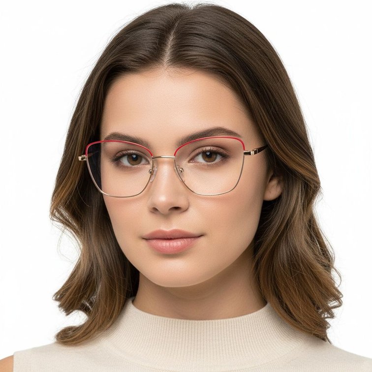 Schmetterlings-rote Metallbrille #BS2425-0026