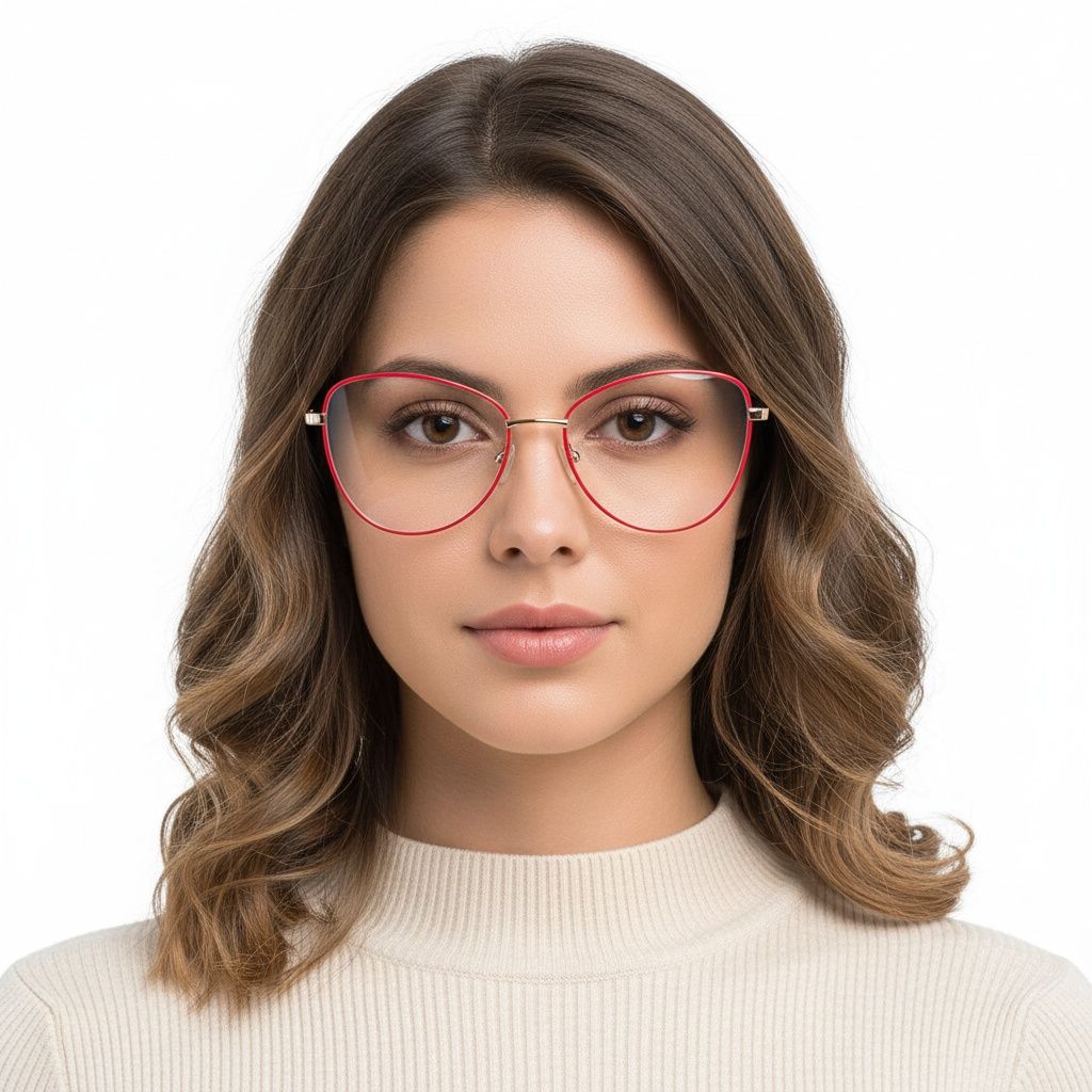 Schmetterlings-rote Metallbrille #BS2425-0059