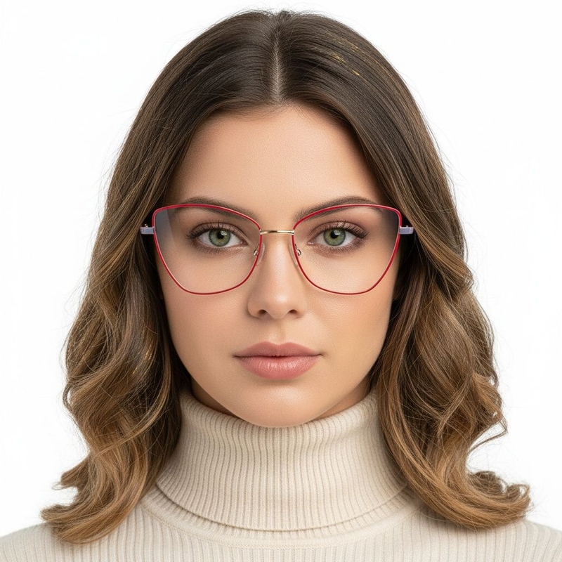 Lunettes papillon en métal rouge #BS2425-0075