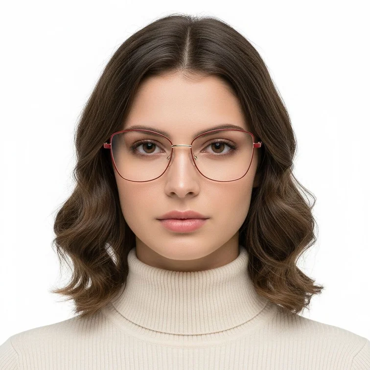 Gafas de metal rojo con forma de mariposa #BS2425-0094