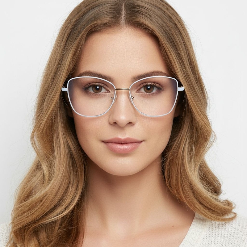 Lunettes papillon en métal bleu #BS2425-0096