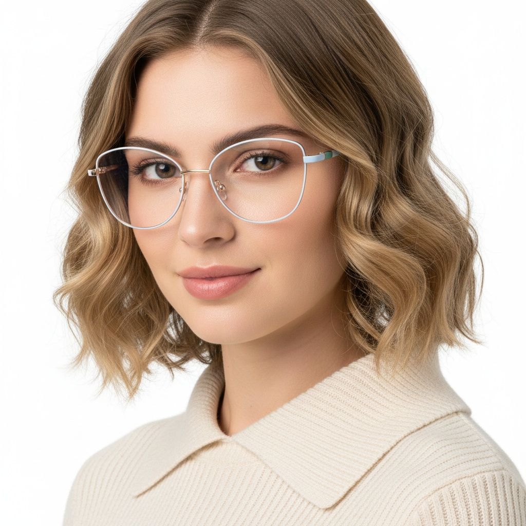 Lunettes papillon en métal bleu #BS2425-0099
