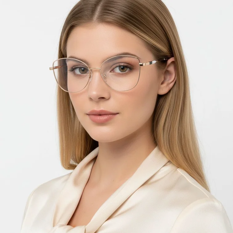 Gafas de metal blanco con forma de mariposa #BS2425-0100