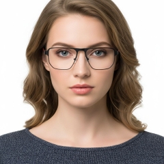 Rechthoekige rode metalen bril #BS2425-0104