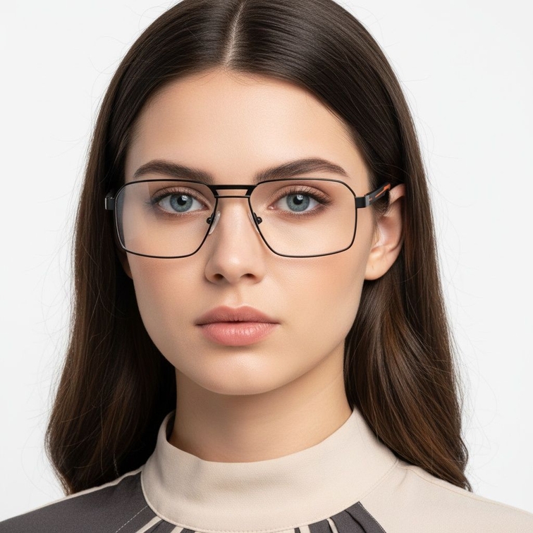 Aviator Orange Metal Glasses #BS2425-0120