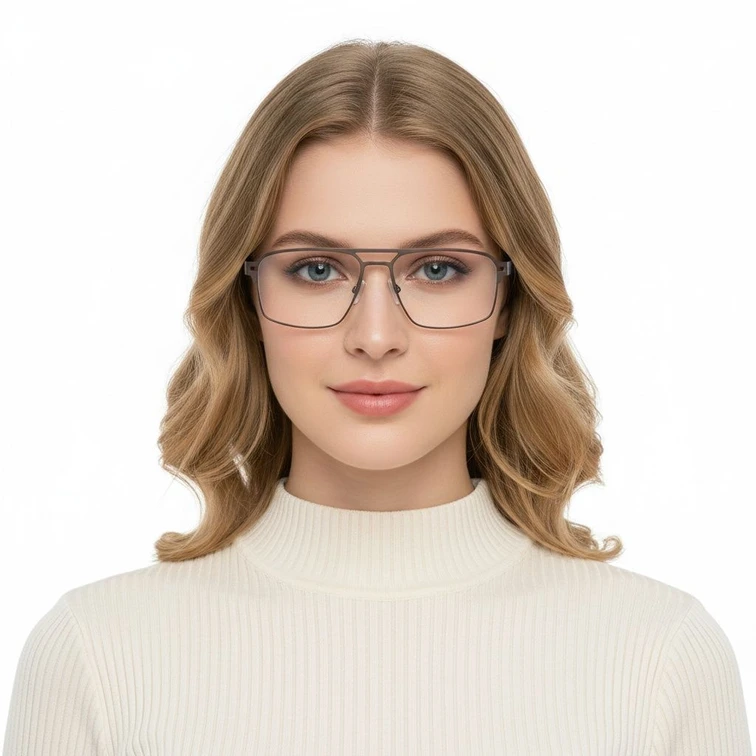 Aviator Grey Metal Glasses #BS2425-0138