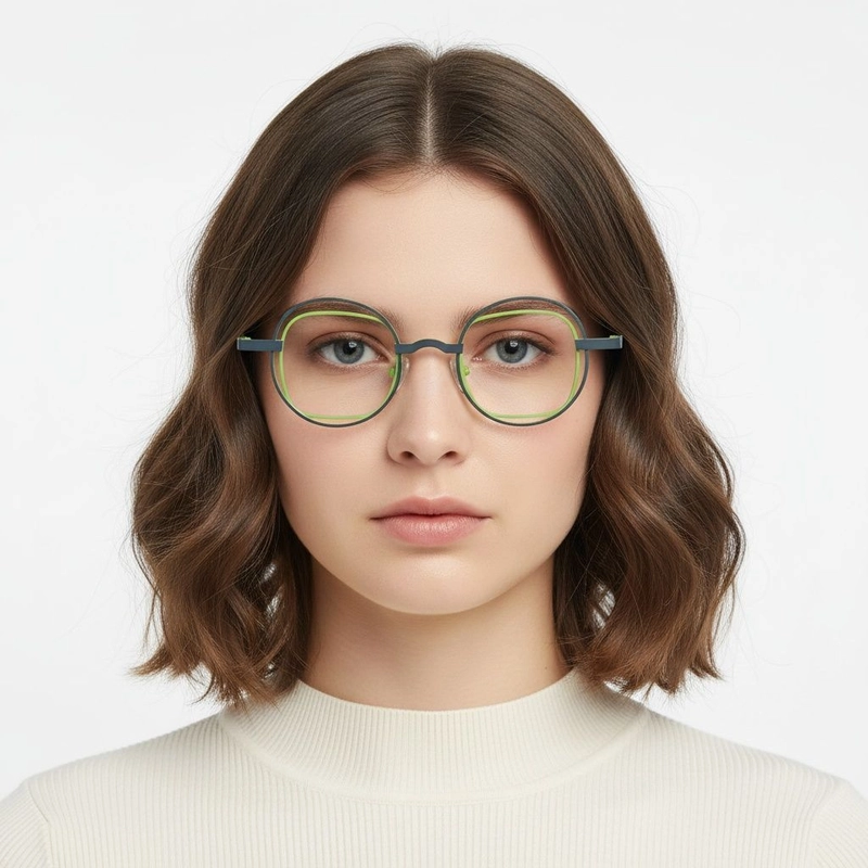 Oval Grey Metal Glasses #BS2425-0145