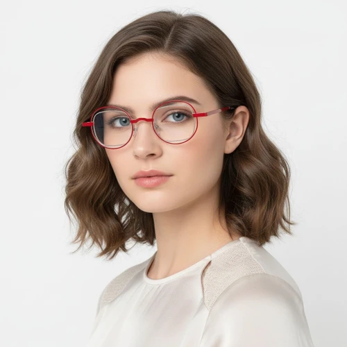 Oval Red Metal Glasses #BS2425-0147