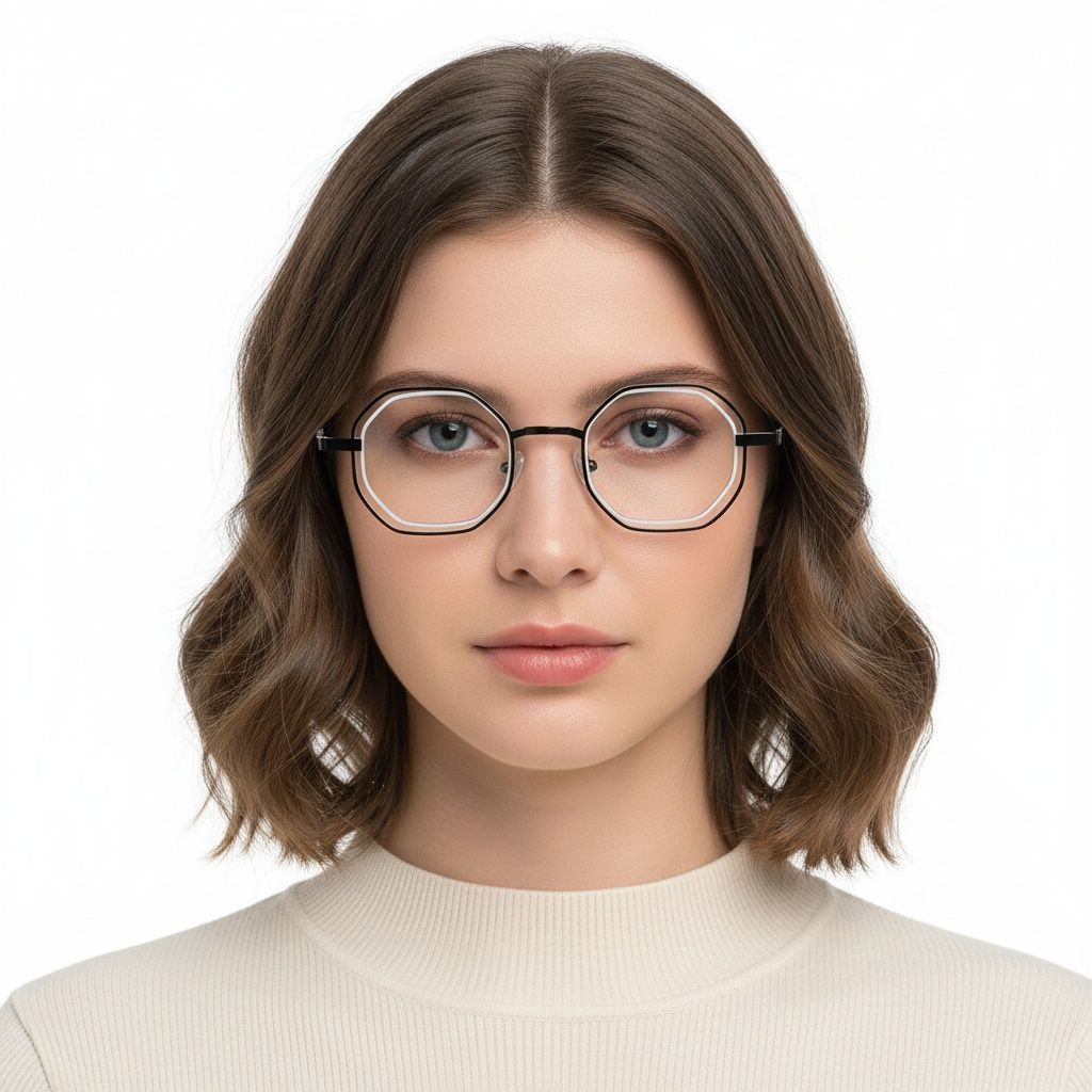 Geometrische witte metalen bril #BS2425-0153