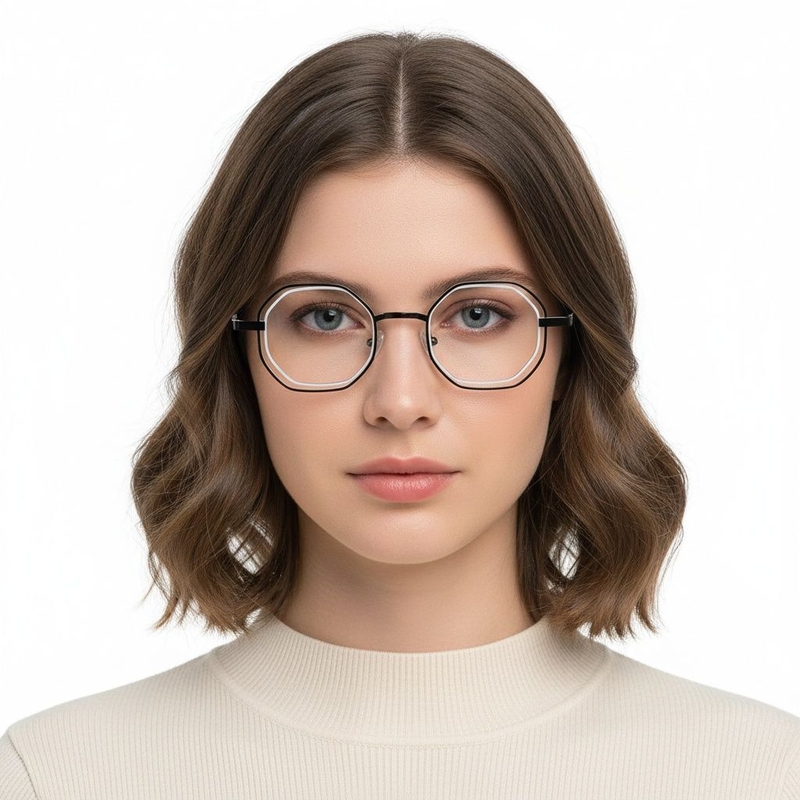 Geometrische witte metalen bril #BS2425-0153