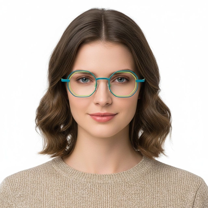 Geometric Green Metal Glasses #BS2425-0156