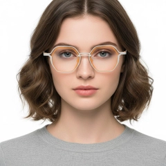 Geometrische orangefarbene Metallbrille #BS2425-0159