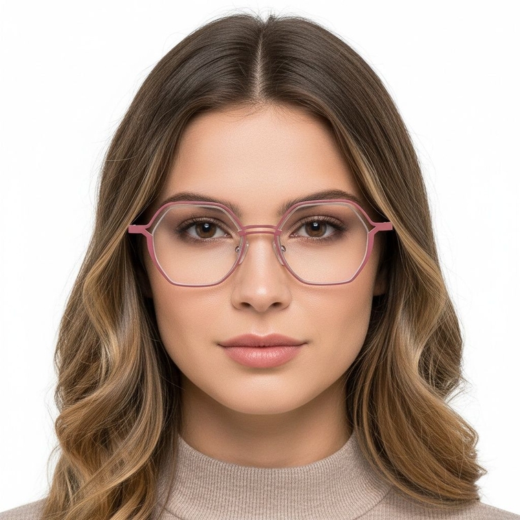 Geometric Pink Metal Glasses #BS2425-0160