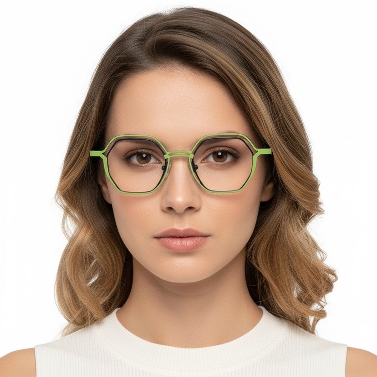 Gafas geométricas de metal verde #BS2425-0161