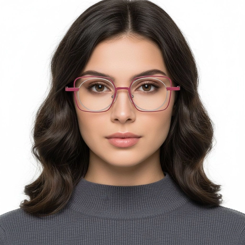 Rechteckige rosa Metallbrille #BS2425-0165