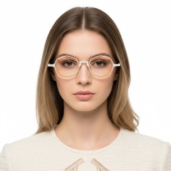 Geometric Orange Metal Glasses #BS2425-0169