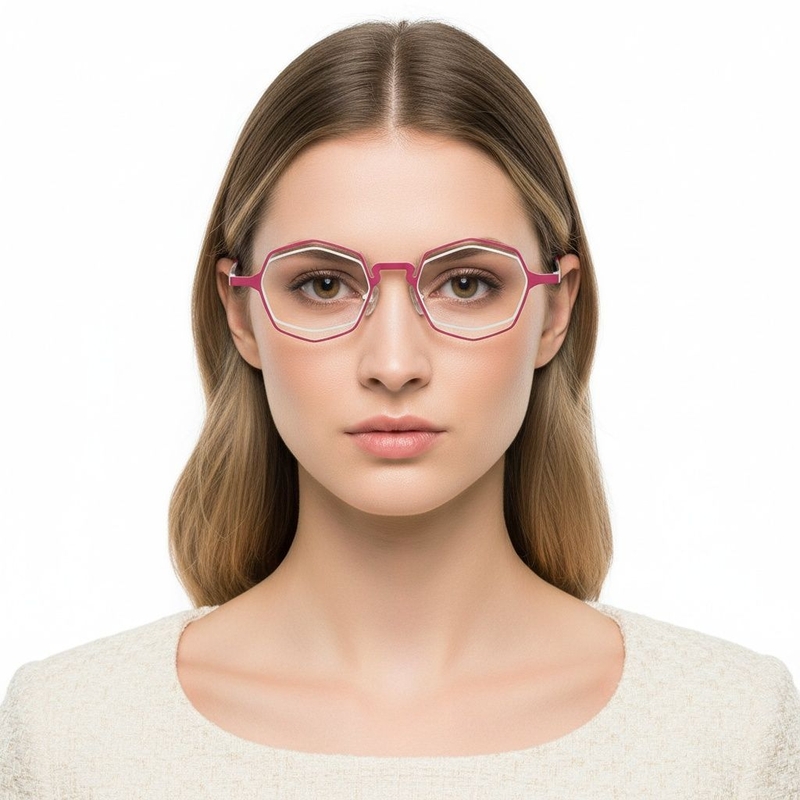 Geometric Pink Metal Glasses #BS2425-0170