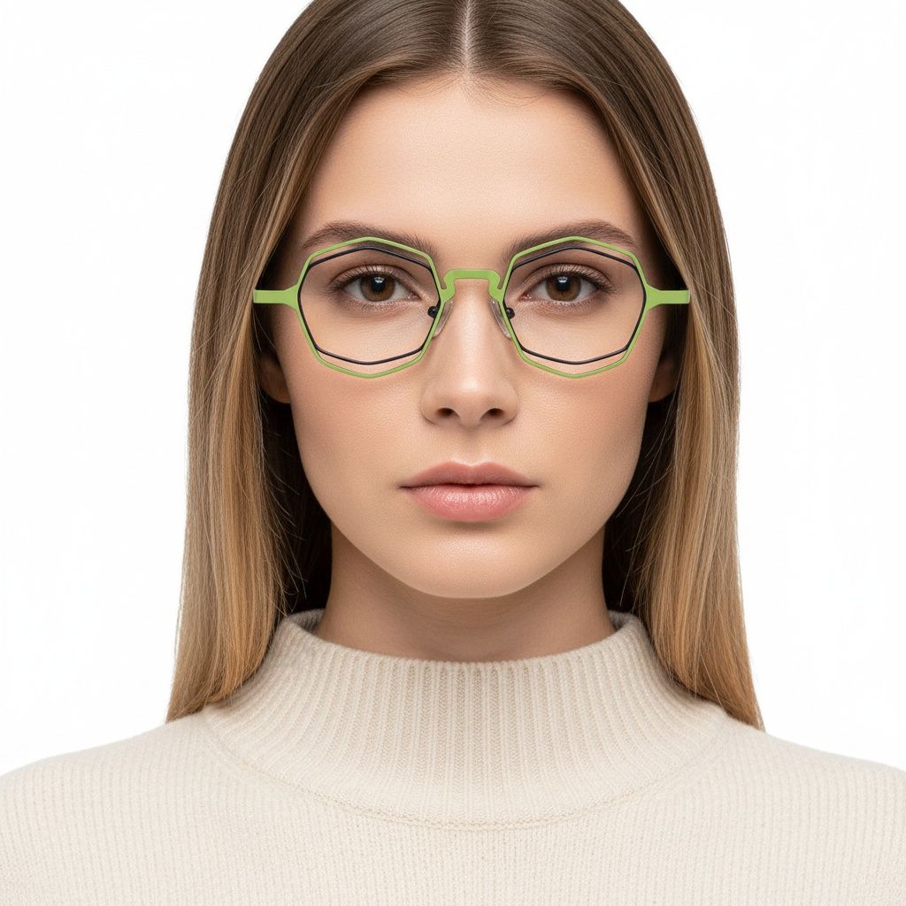 Geometric Green Metal Glasses #BS2425-0171