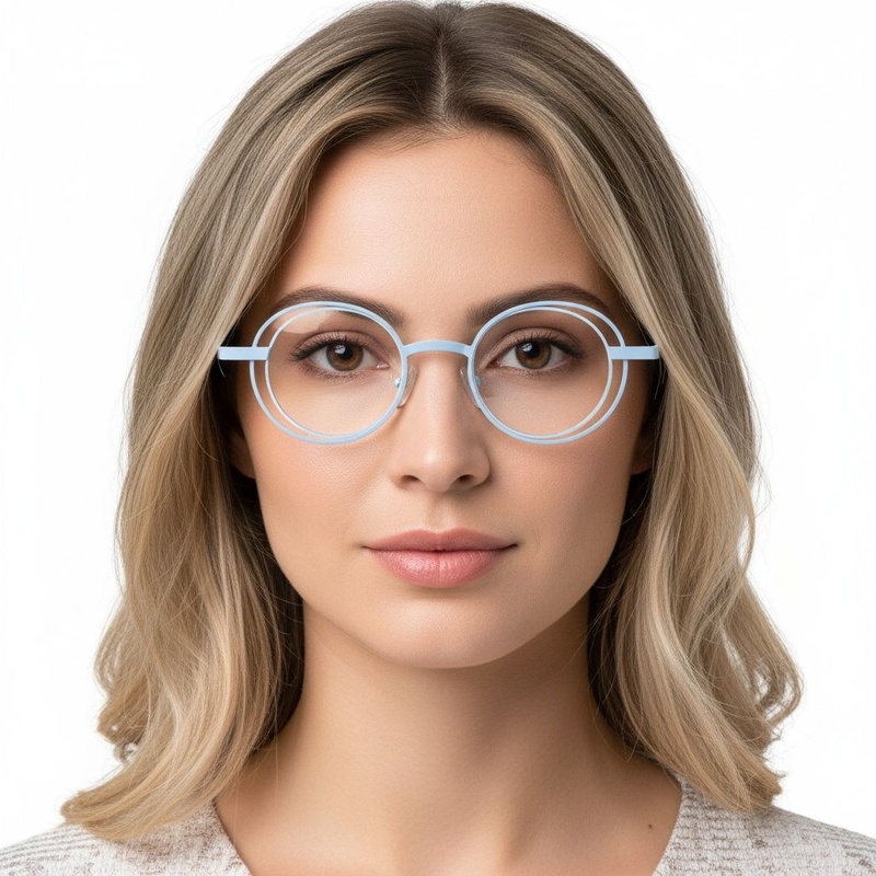 Ovale blauwe metalen bril #BS2425-0183