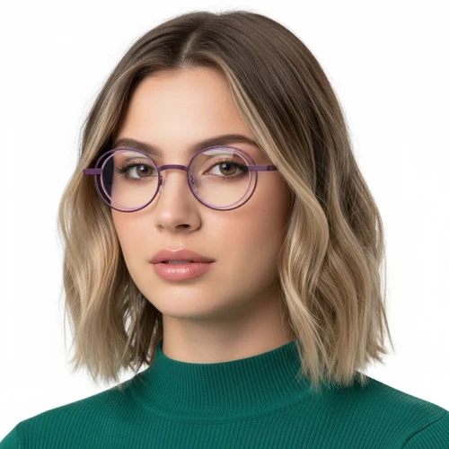 Lunettes ovales en métal violet #BS2425-0185
