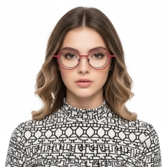 Oval Pink Metal Glasses #BS2425-0186