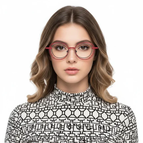 Lunettes ovales en métal rose #BS2425-0186