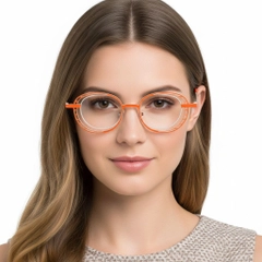 Oval Orange Metal Glasses #BS2425-0187