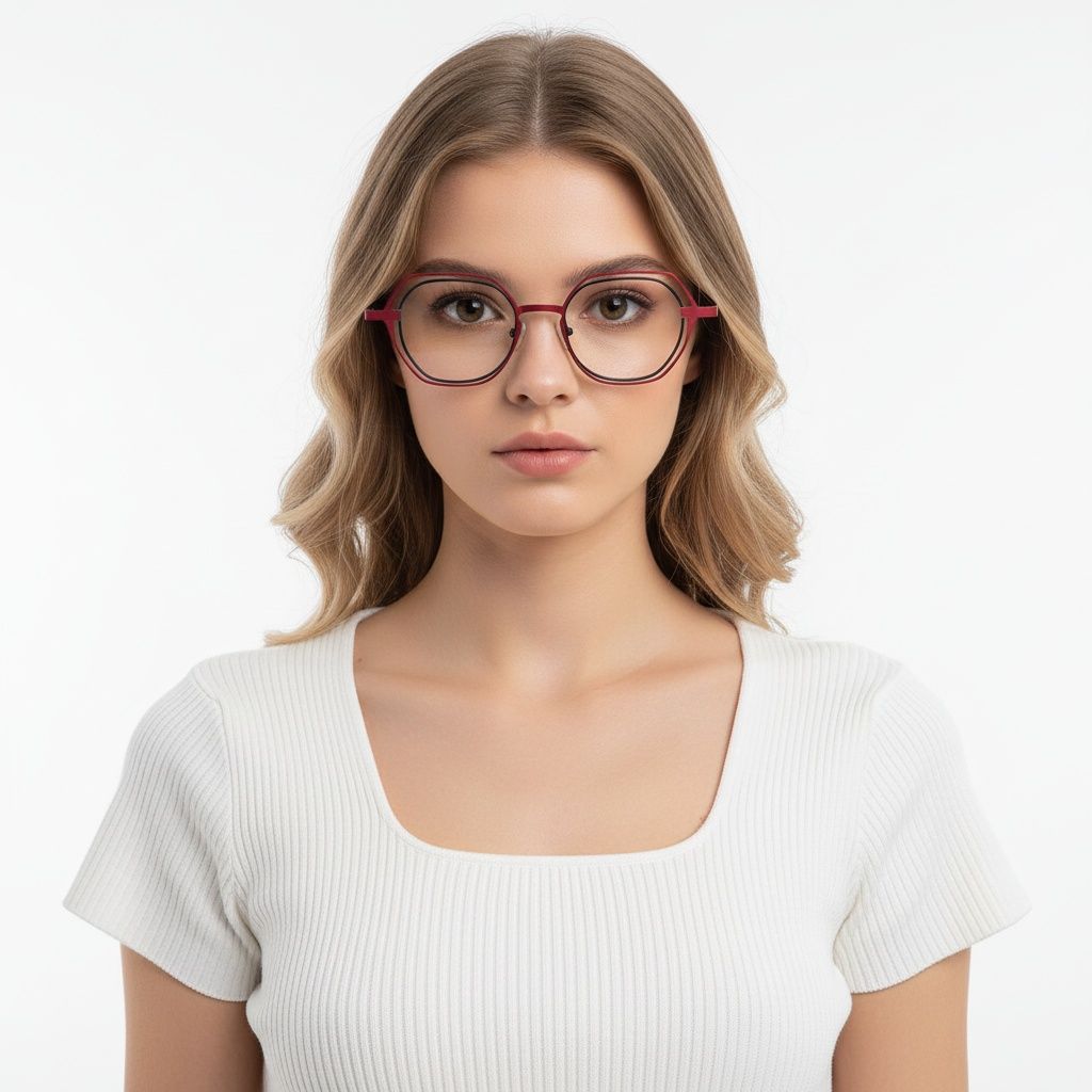 Geometric Pink Metal Glasses #BS2425-0192