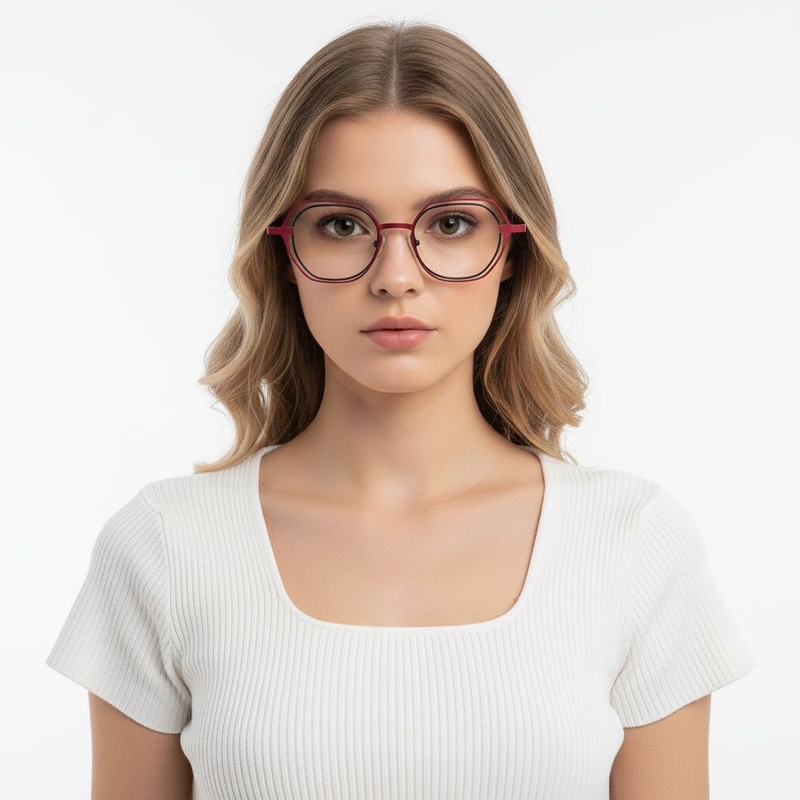 Geometric Pink Metal Glasses #BS2425-0192