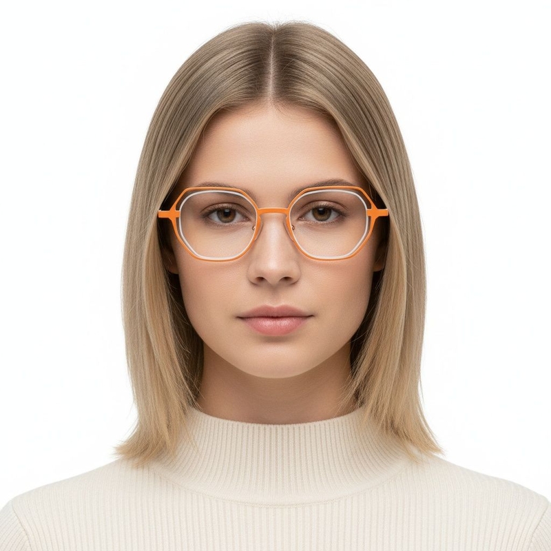 Gafas de metal marrón irregulares #BS2425-0193