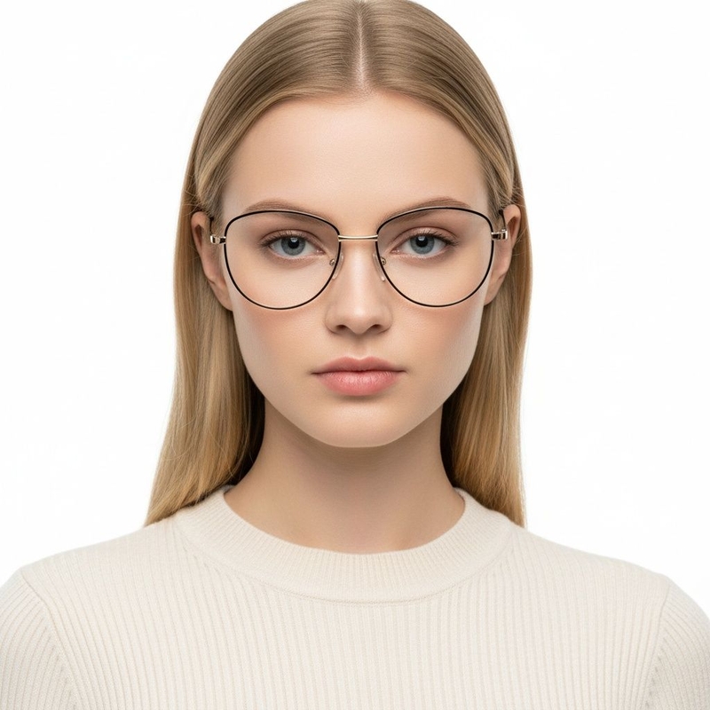 Oval Black Metal Glasses #BS2425-0213