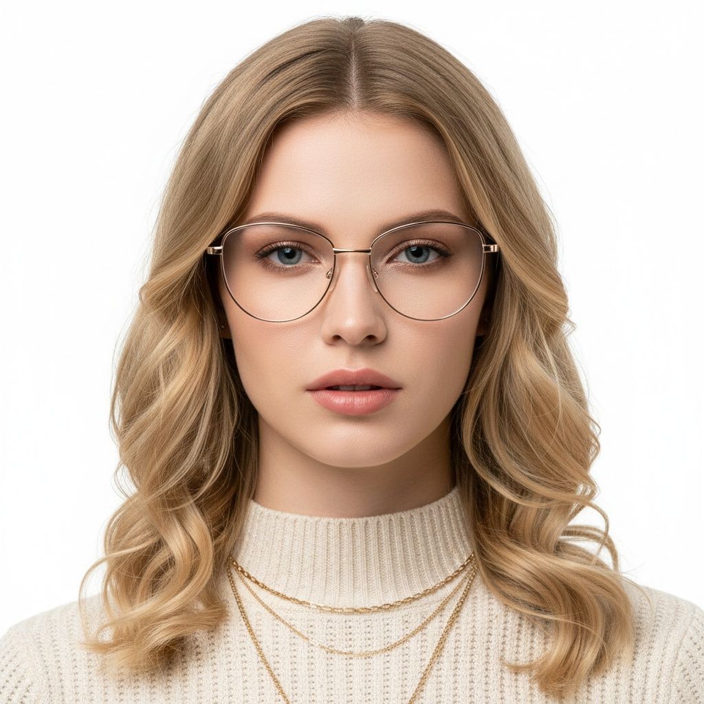 Oval Golden Metal Glasses #BS2425-0214