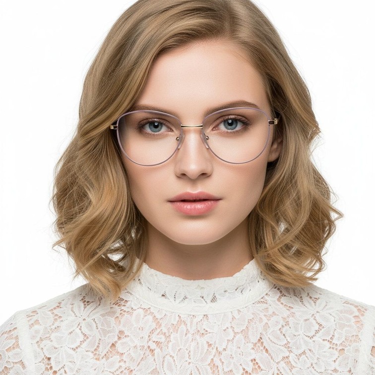 Oval Purple Metal Glasses #BS2425-0215