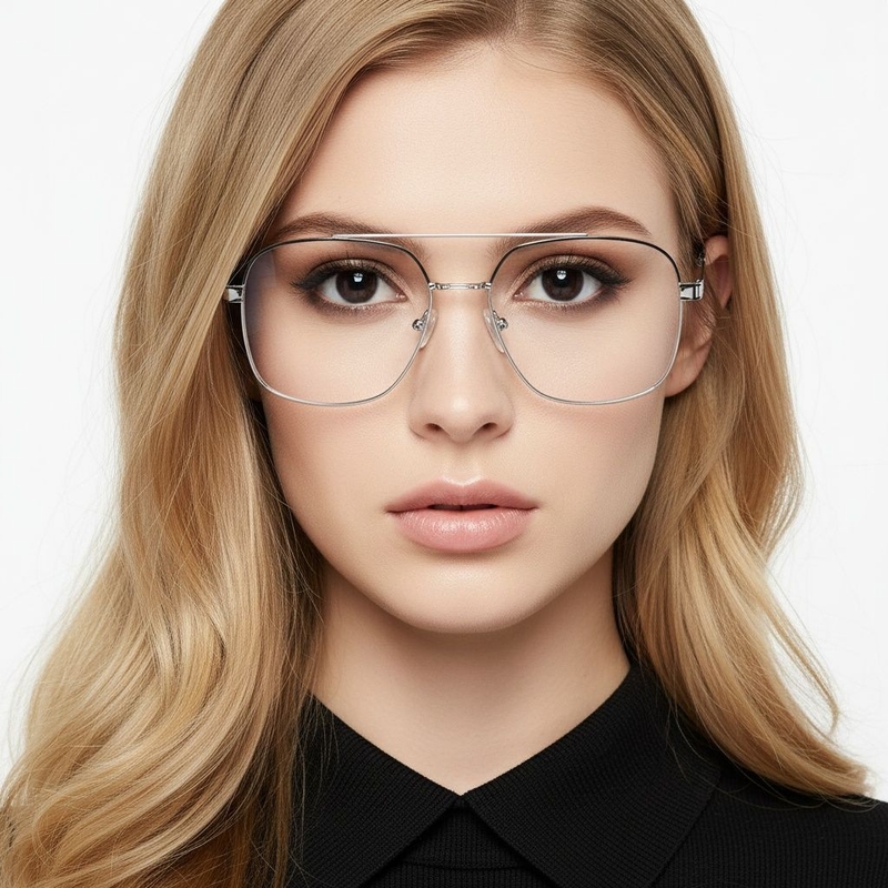 Aviator Silver Metal Glasses #BS2425-0246