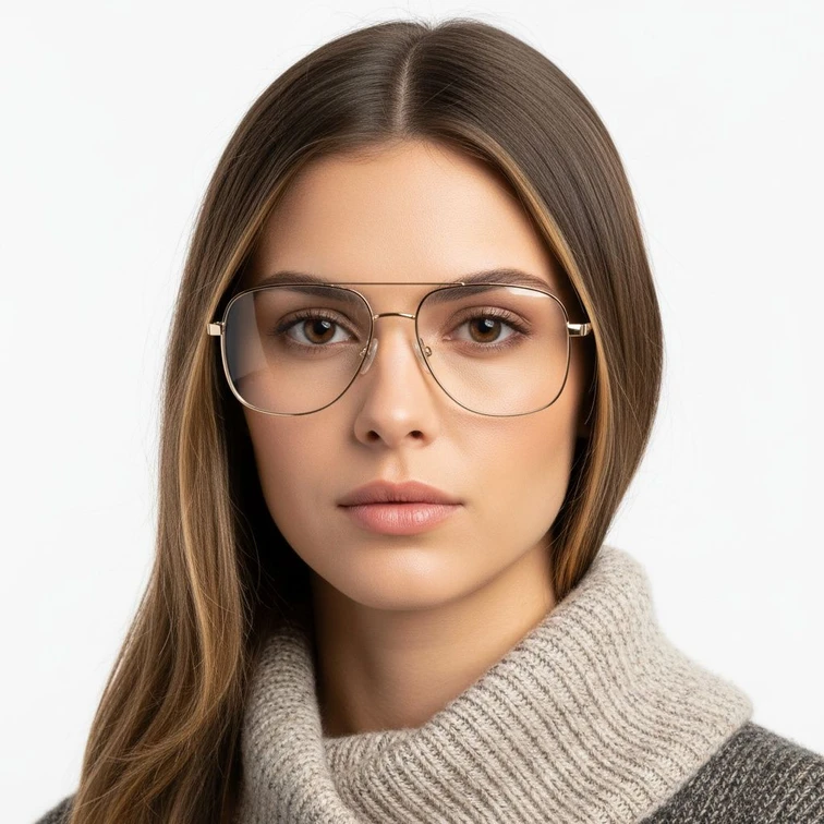Aviator Brown Metal Glasses #BS2425-0263