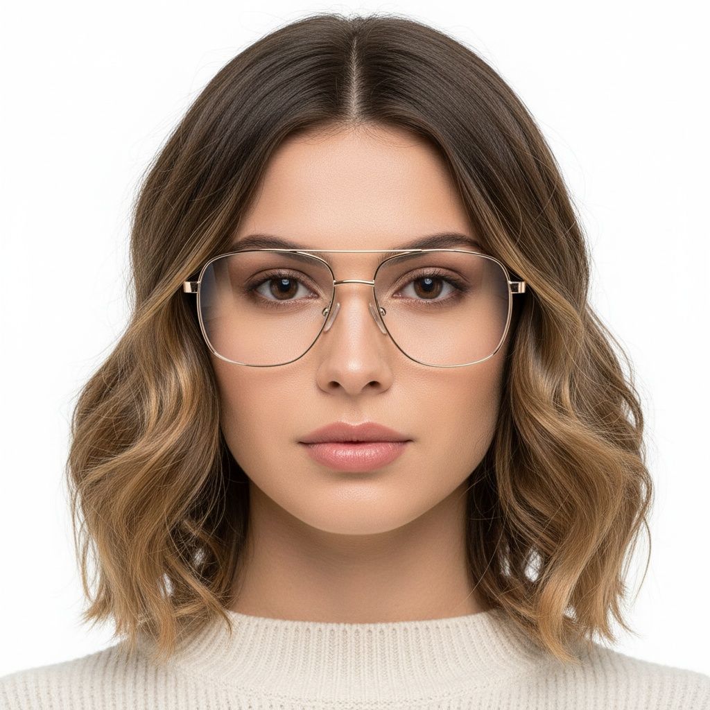 Aviator Golden Metal Glasses #BS2425-0267